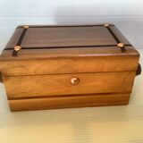 Old wooden cigarette box and ashtray