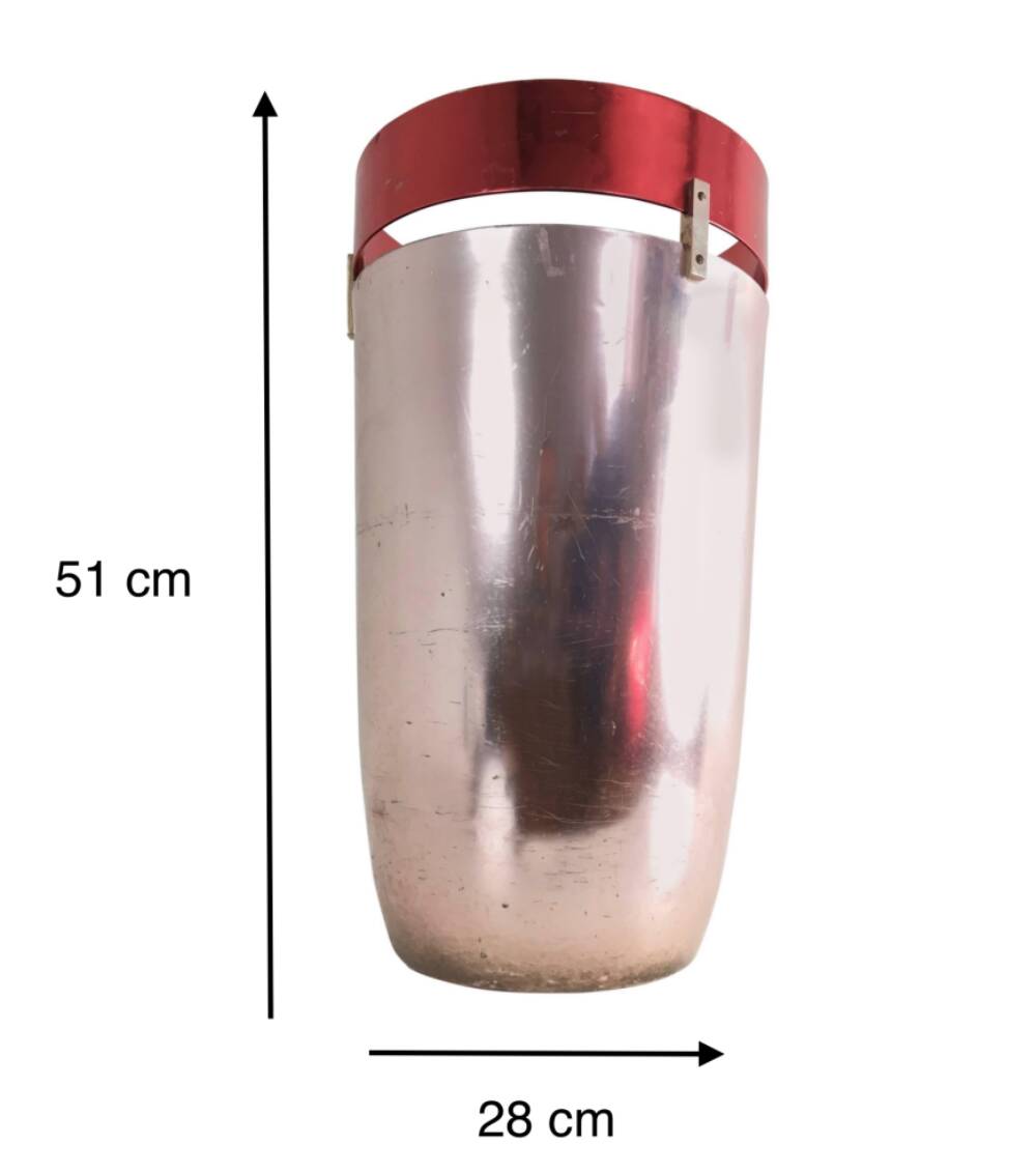 Old Rose Aluminum Umbrella Stand by Ettore Sottsass Produced by Rinnovel