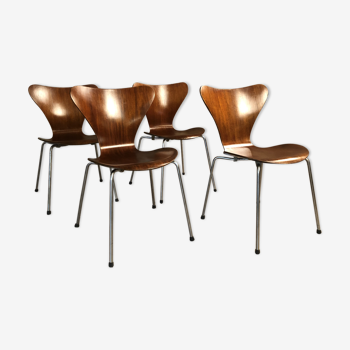Lot de 4 chaises series 7, N°3107 d'Arne Jacobsen pour Fritz Hansen, Danemark, circa 1955