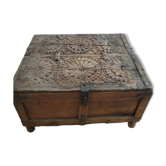 Carved wooden wedding chest
