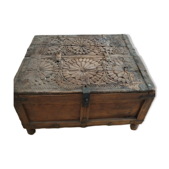Carved wooden wedding chest