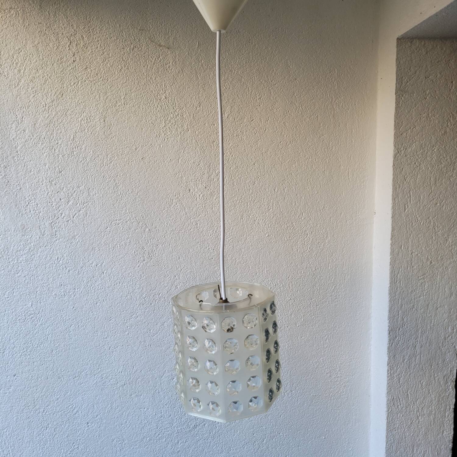 Vintage hexagonal cabochon pendant light – 70s