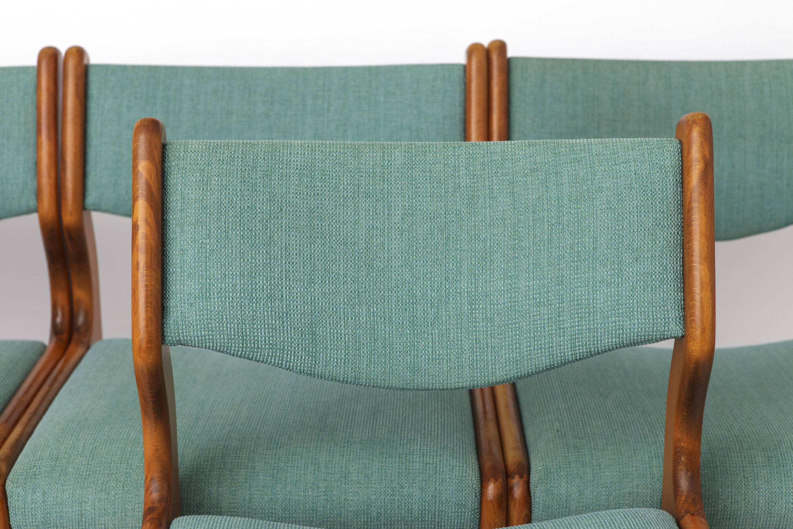 Set of 6 Vintage Beech Dining Chairs Germany 1970s Mid Century Modern