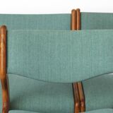 Set of 6 Vintage Beech Dining Chairs Germany 1970s Mid Century Modern