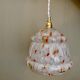Vintage Clichy glass globe pendant lamp white orange and green