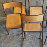 Series of 8 stackable vintage chairs