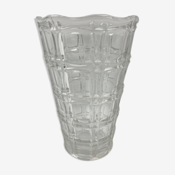 Vase en verre épais motifs carrés