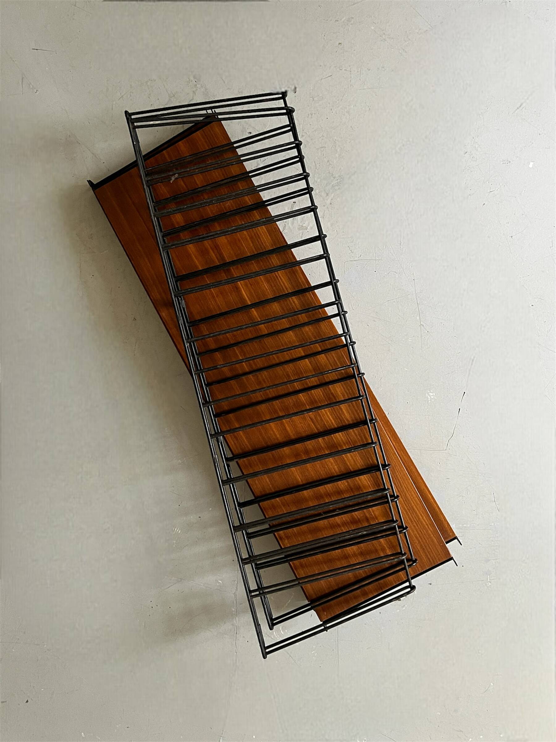 Scandinavian teak wall shelf bookcase ED. Tomado, Holland 1950