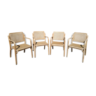 Set of 4 chairs canned vintage 60s