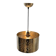 Hammered copper metal pendant light with a golden cylindrical shade.