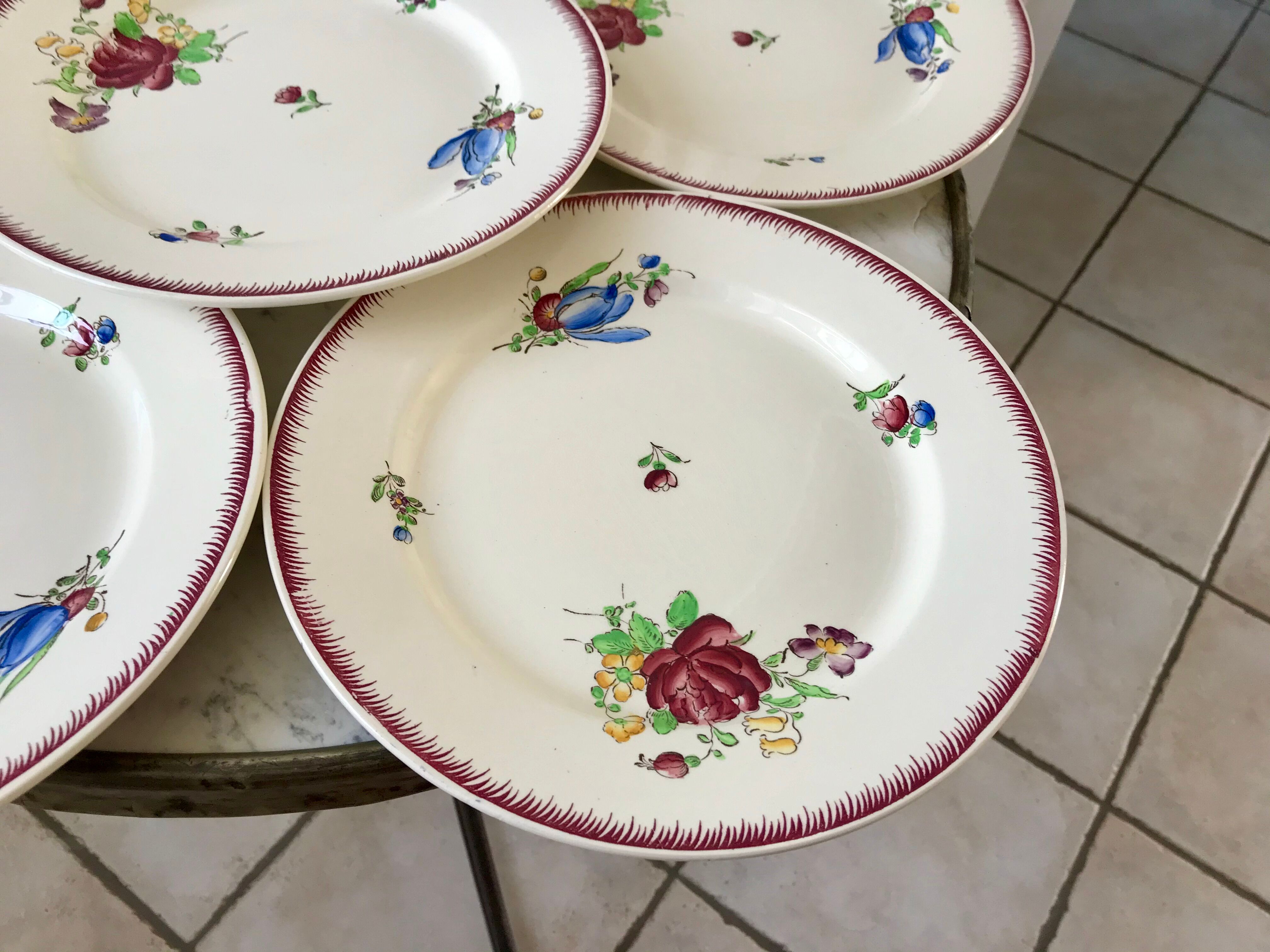 lot de 6 grandes assiettes plates Villeroy & Boch La Louvière fabrication belge en Terre de Fer débu