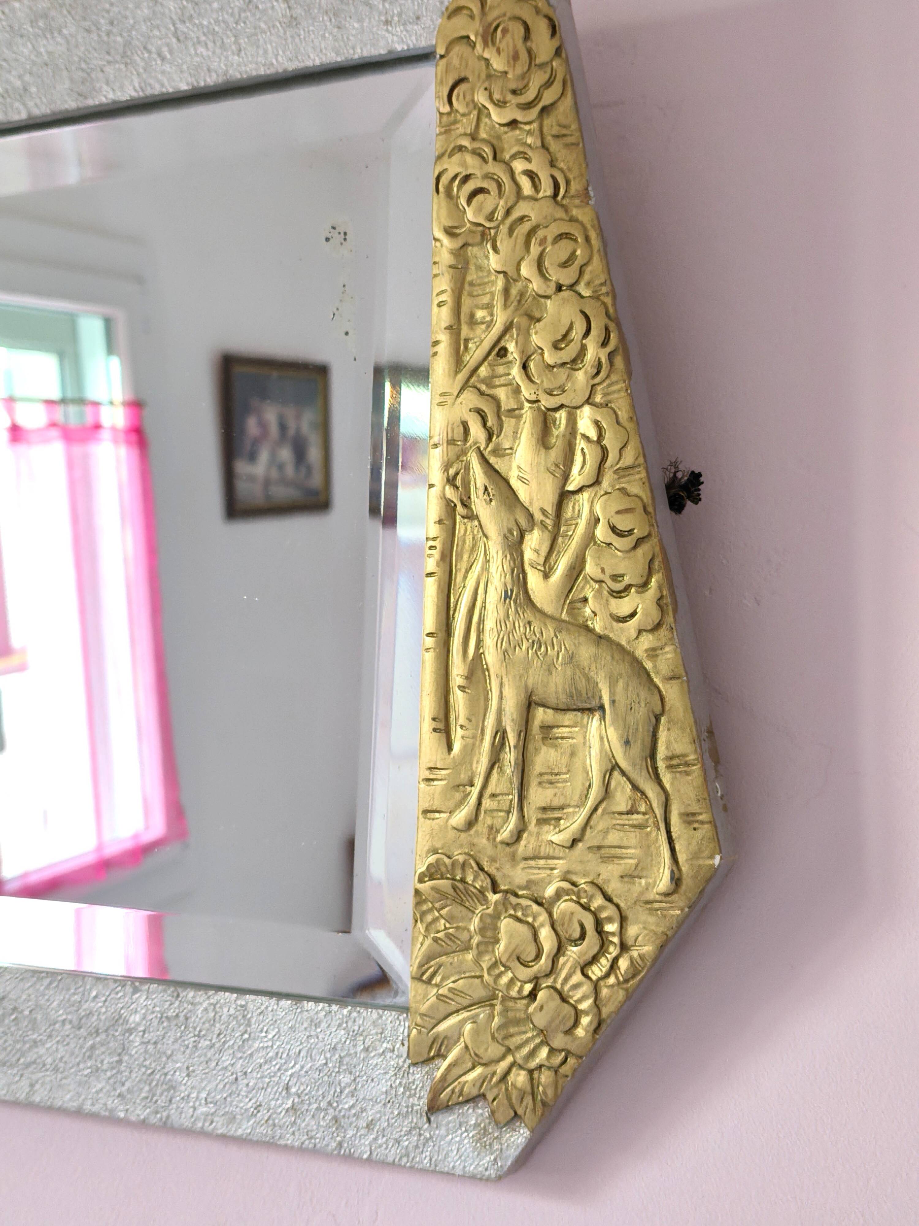 Art Deco wooden mirror with bevelled glass