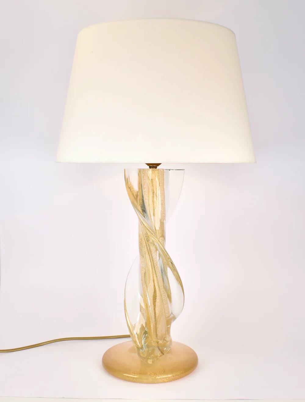 Vintage Murano glass table lamp with gold glitter