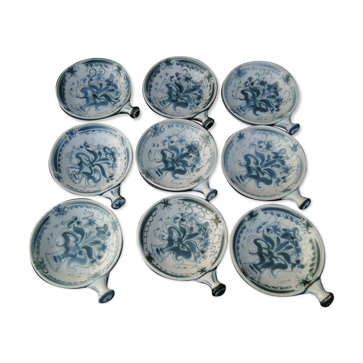 9 cassolettes in Quimper earthenware Keraluc diam 14.5 cm id&al cràme burned