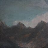 Hand painted painting, oil on fiberboard, signed, Czechoslovakia, 1960's.