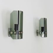 Pair of Italian wall lights in transparent blue-grey glass from the 70s