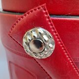 Red leather ice bucket