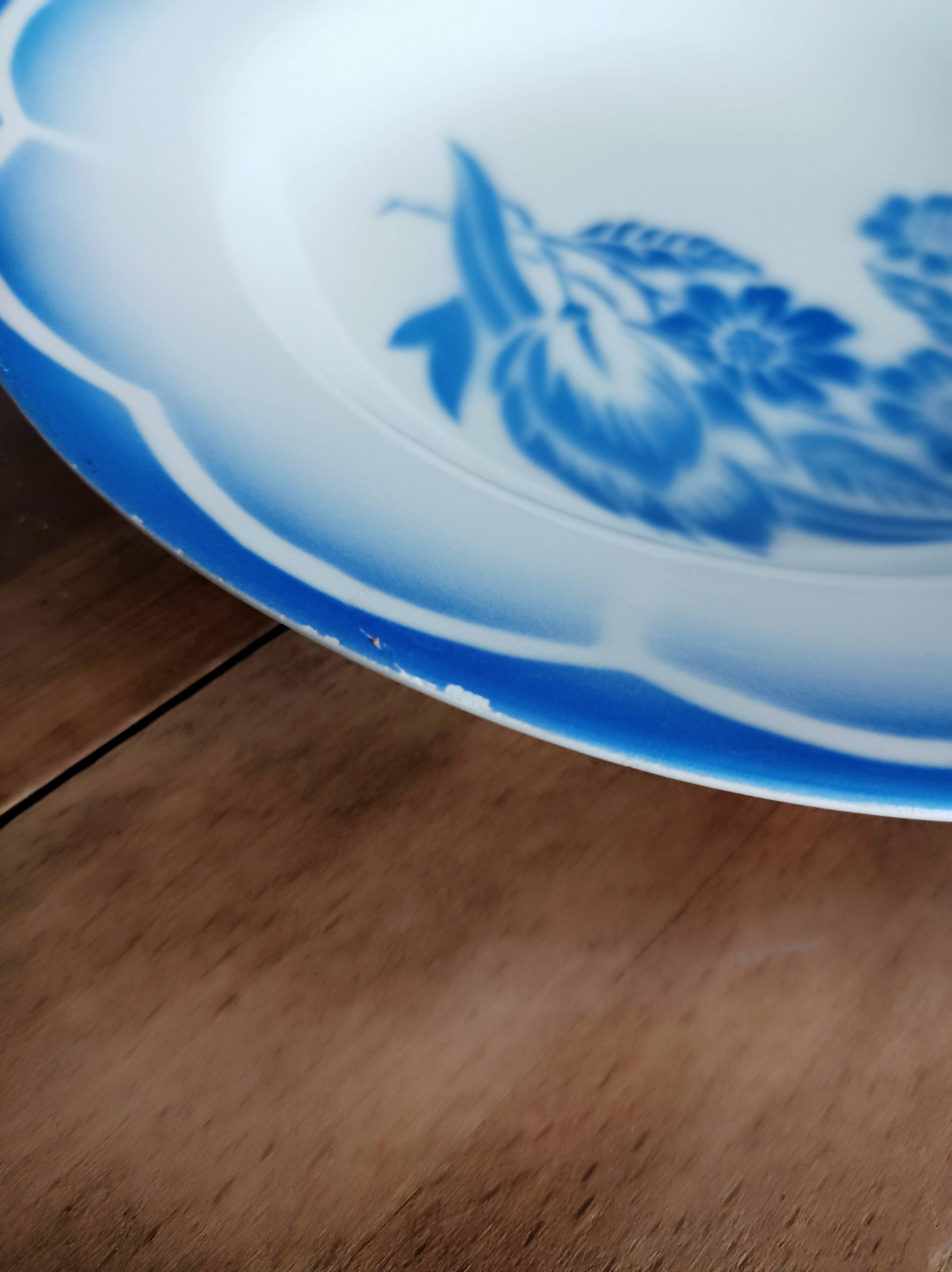 Set of 2 Sarreguemines soup plates, André