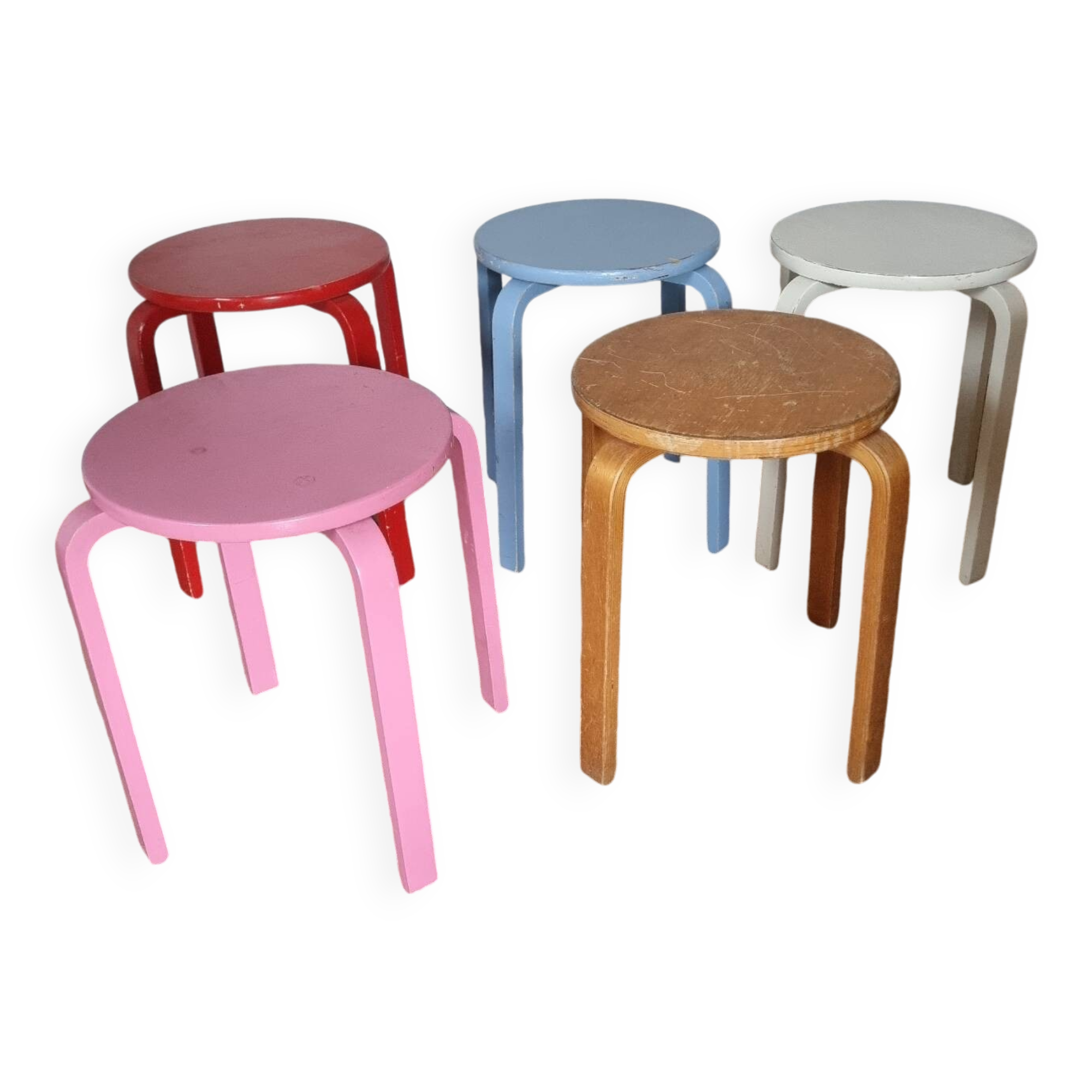 Set of 5 IKEA stools 1980