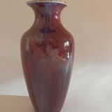 Vase balustre à col roulé sang de boeuf