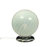 Mid Century Swirl Murano Table Ball Lamp with Chrome base