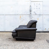 Pair of armchairs in black leather Italy 70s