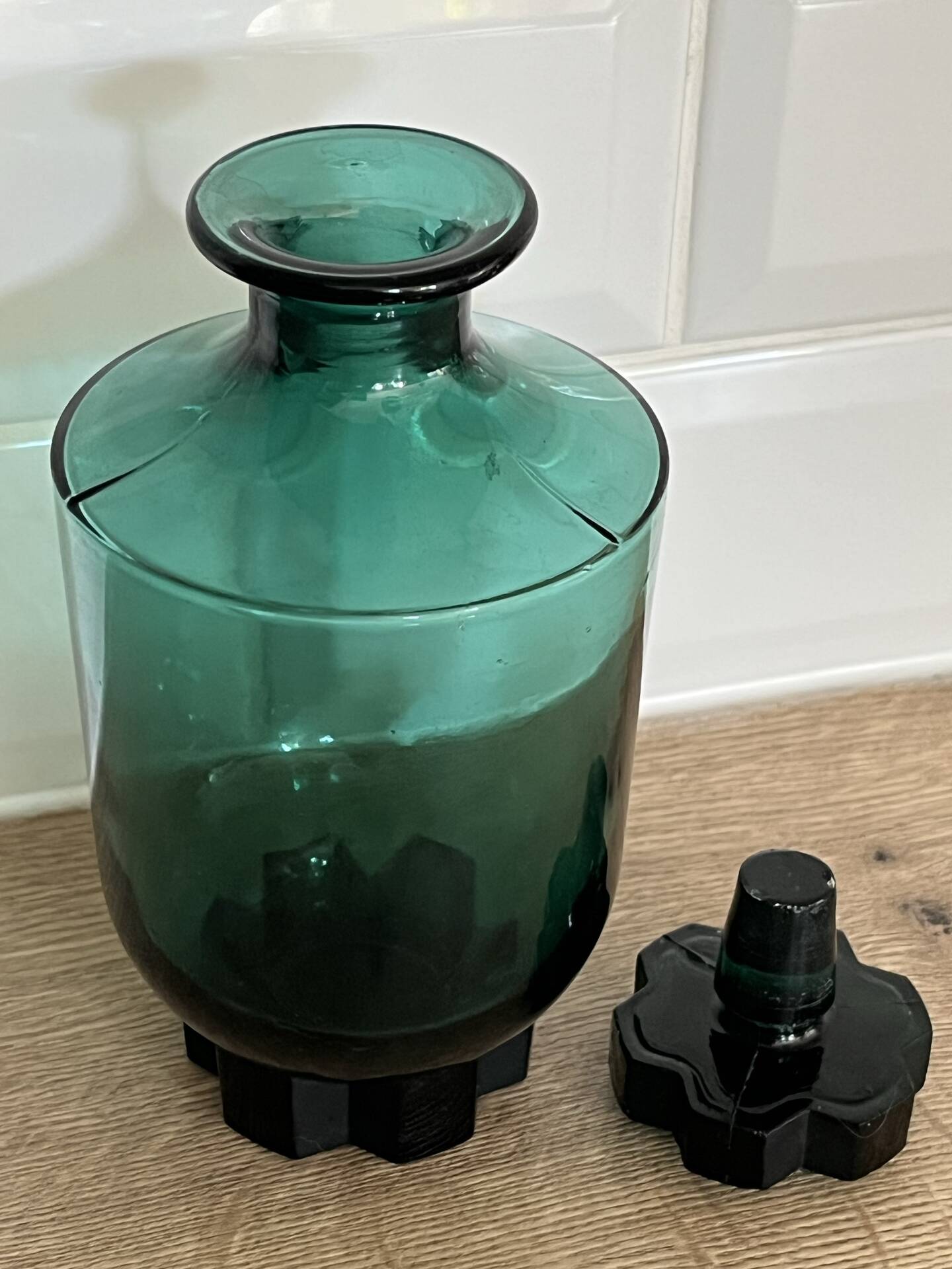 Art Deco glass bottle flask