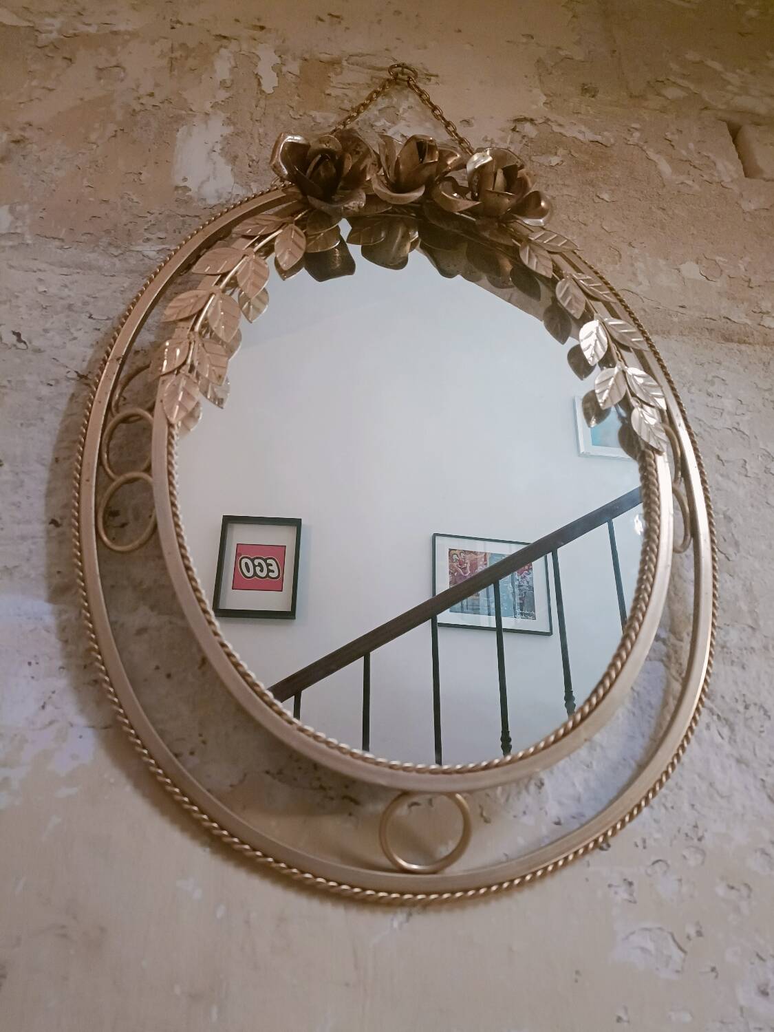 Vintage gold floral mirror