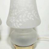 Par de lámparas de mesa de cristal. España 1990s.