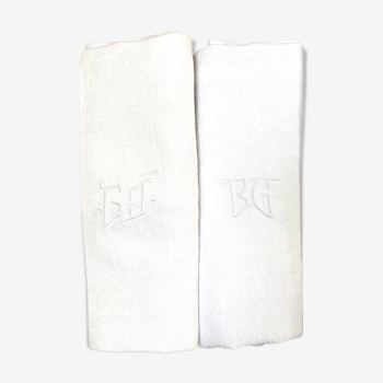 Set de 2 serviettes de table monogramme BG et GJ