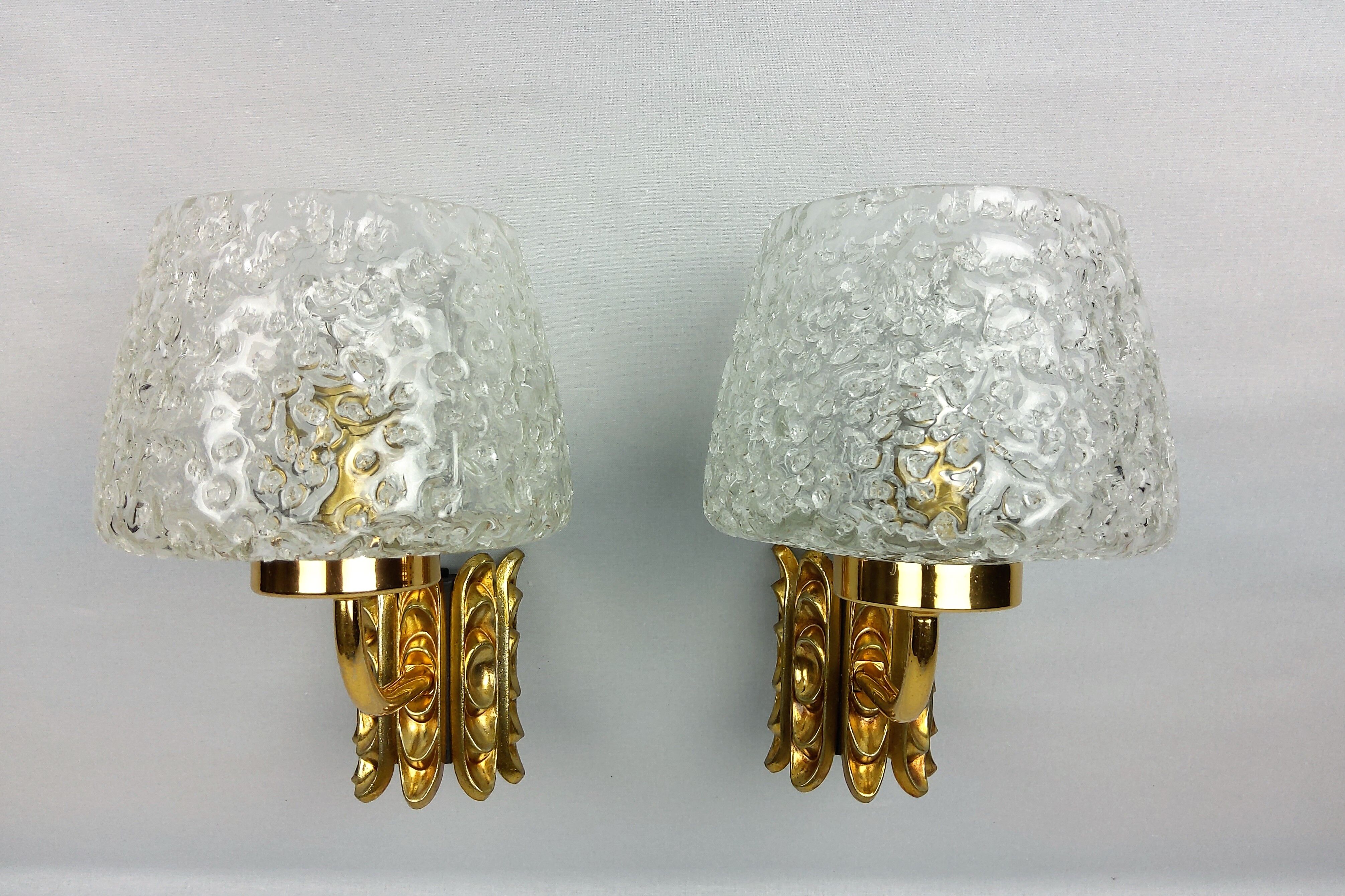 Vintage Murano and 1960 gold metal wall light