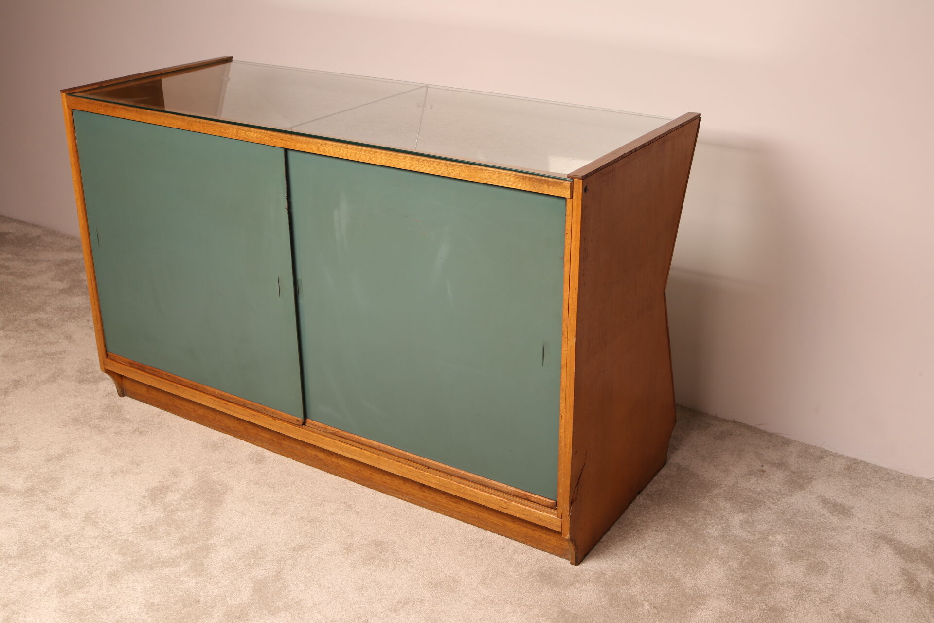 Vintage diamond shaped display cabinet - Belgium 1950's