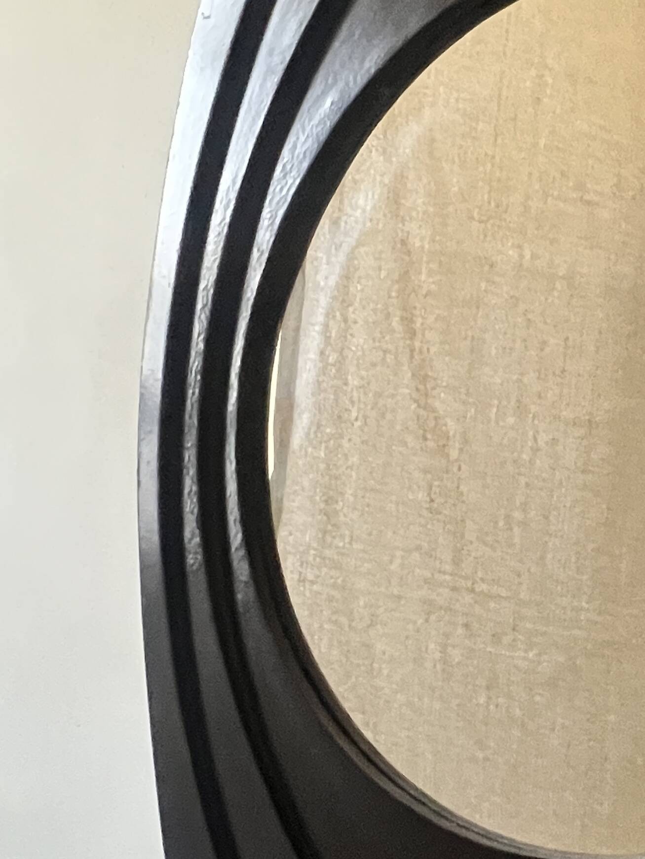 Large oval Italian mirror, modernist, space age design from the 1970s.