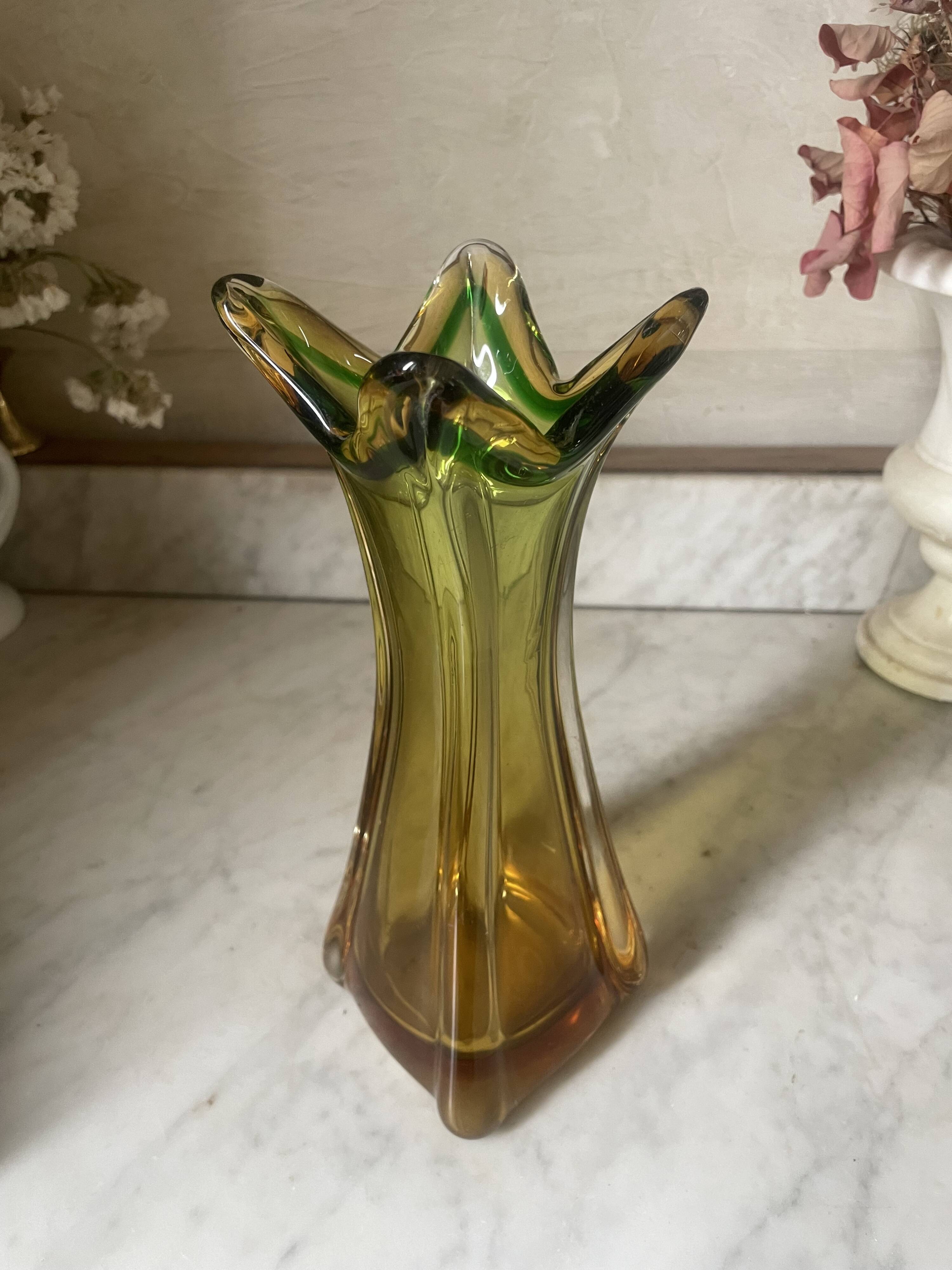 Amber Murano glass vase circa 1960