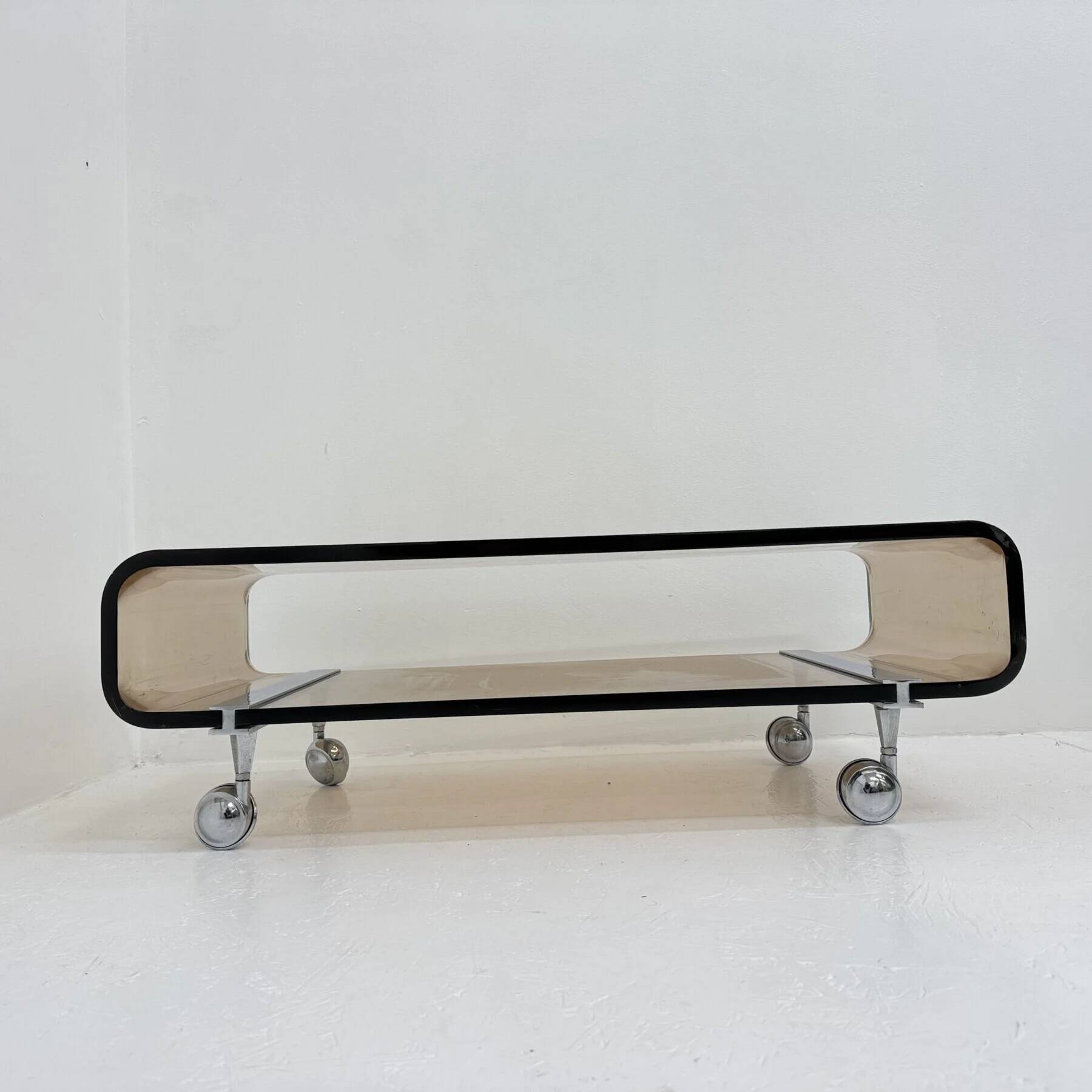 Mid-century plexiglas design coffee table by Michel Dumas for Roche Bobois, 1972