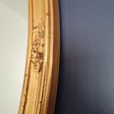 Large oval mirror gilded wood with red plate 44x66cm