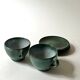 Handmade and signed glazed ceramic coffee cups, circa 1950.