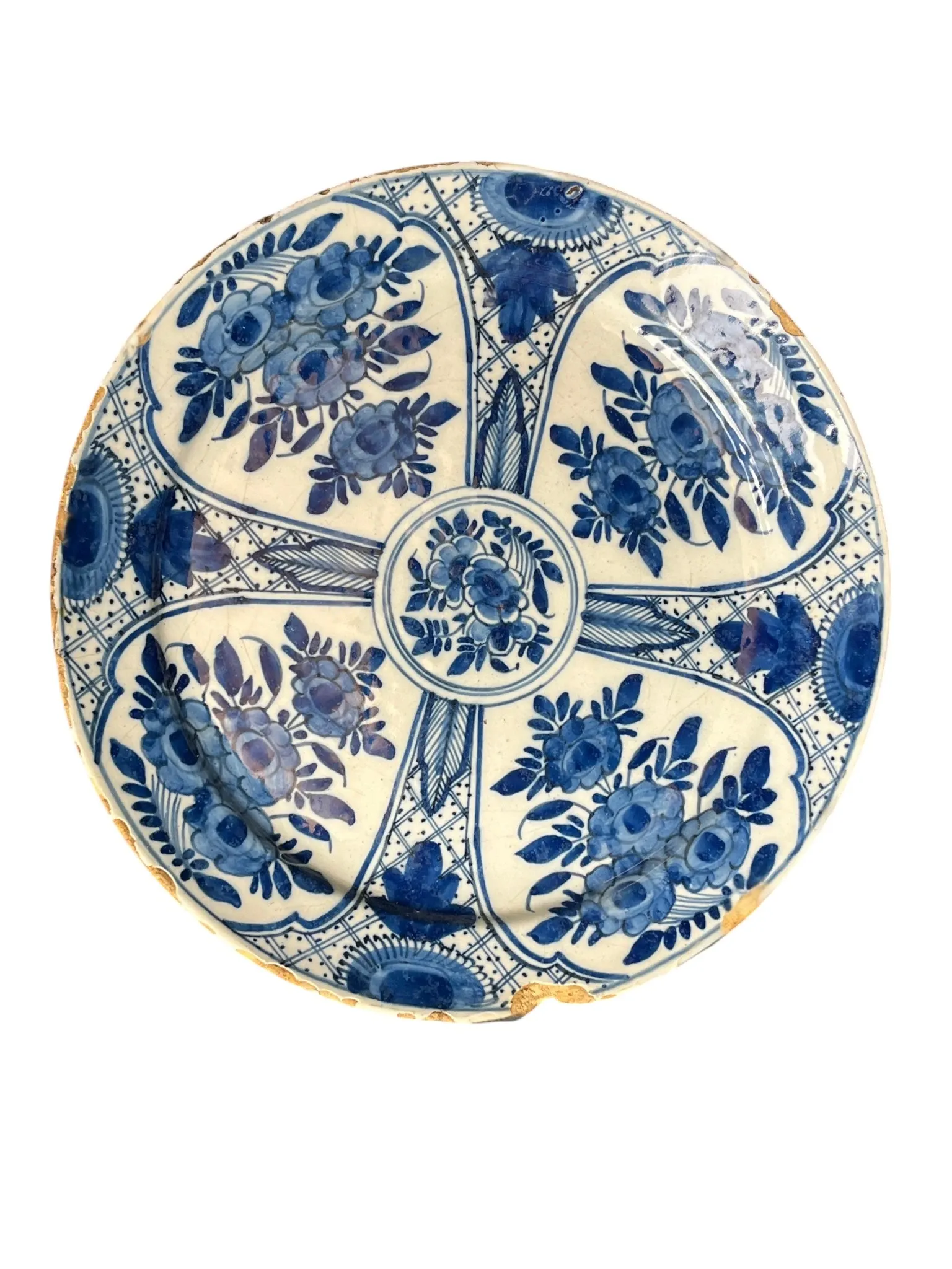 Delft, faience plate decorated in Kraak style, De Grieksche A manufacture, 18th century.