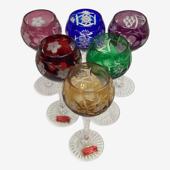 Six glasses of crystal color of Lorraine