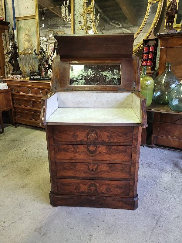 dressing table 4 drawers marble top in mahogany from the 19th century