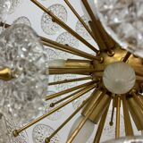 Val Saint Lambert crystal sputnik gold chandelier , 1960’s