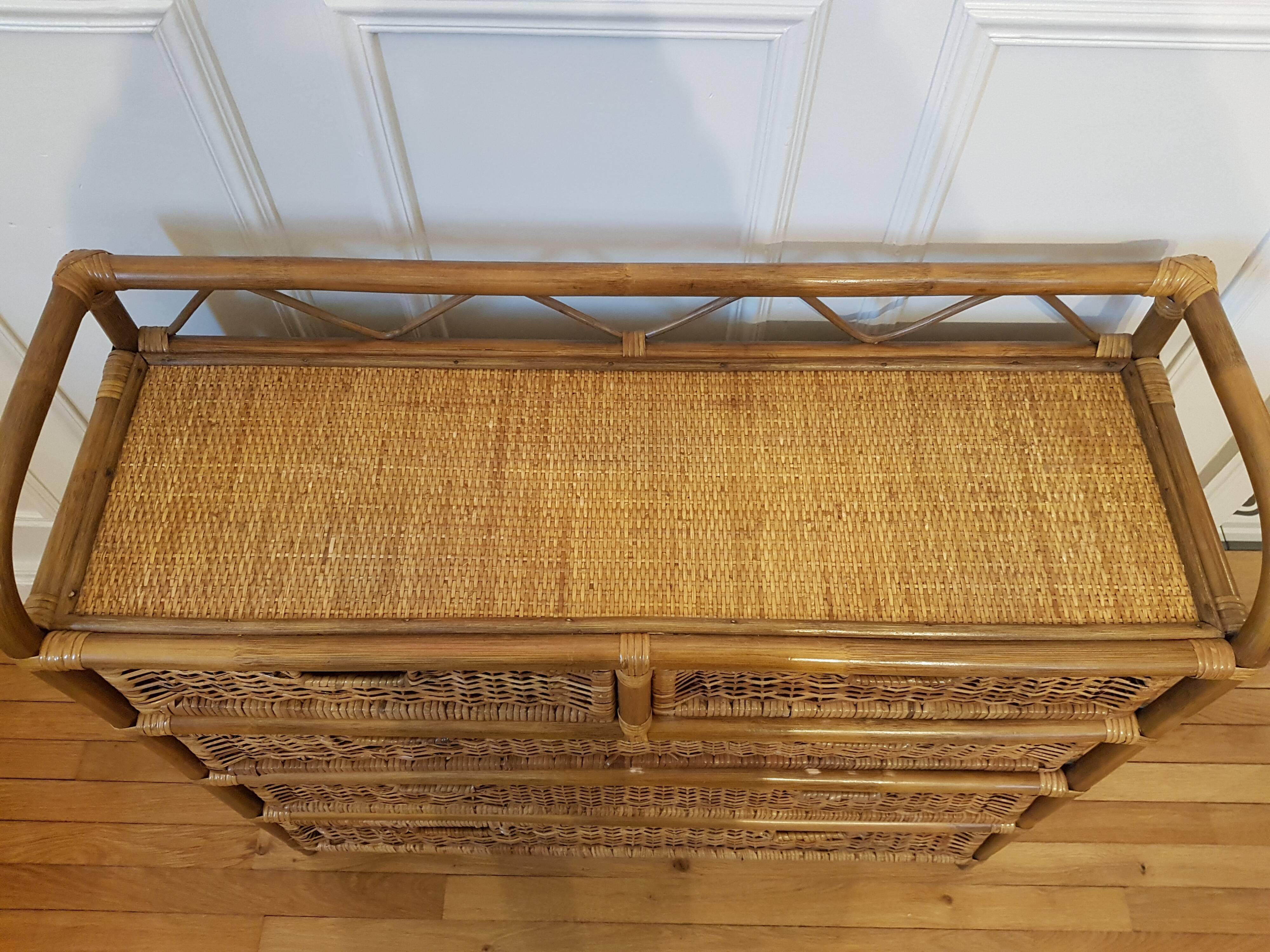 Rattan chest of drawers