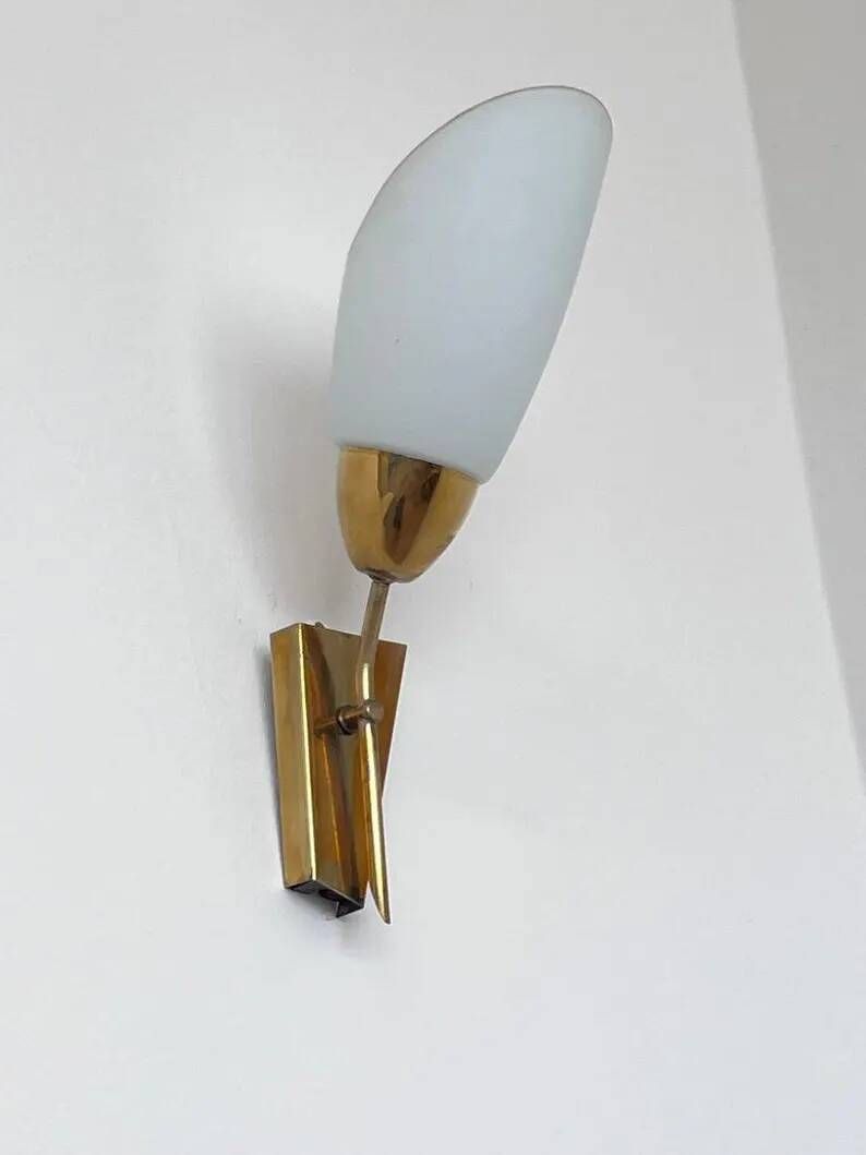 Mid Century Brass and Glass Wall Light/lamp by Kamenicky Senov - around 1970s