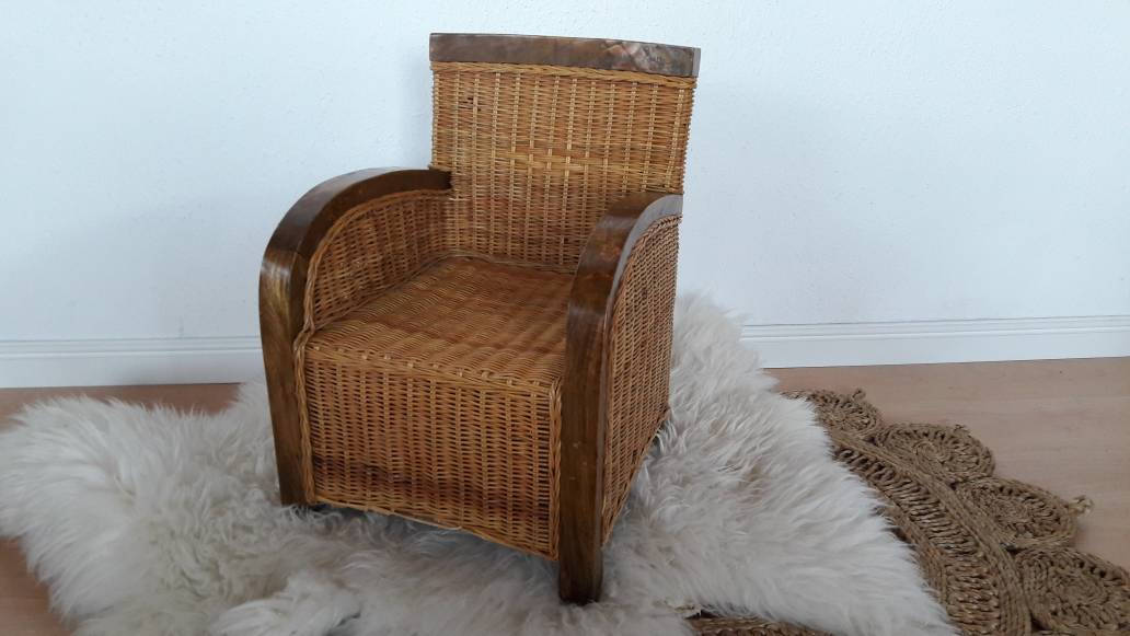 Fauteuil en rotin vintage
