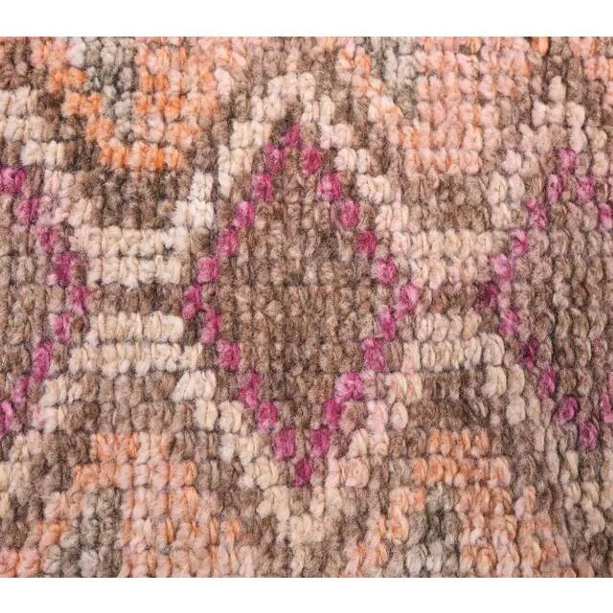 Vintage Pink Geometric Turkish Hand-Knotted Runner 80x361