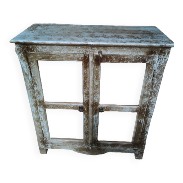 Meuble vitrine en bois exotique