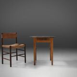 French round sidetable in oak with blue top and beautiful patina, ca. 1850