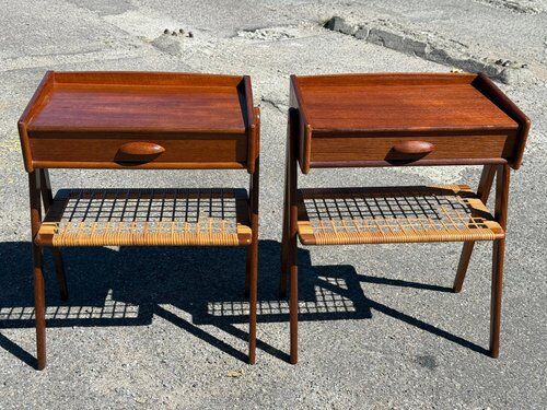 Set of 2 modernist Danish teak bedside tables by Søren Rasmussen, 1964