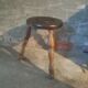 Vintage solid wood tripod stool