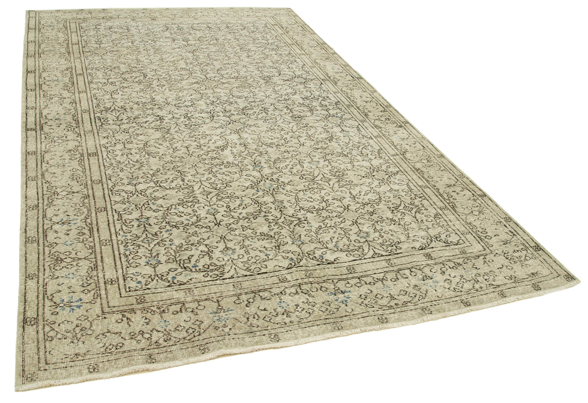 Handmade rustic oriental beige rug 194 cm x 313 cm